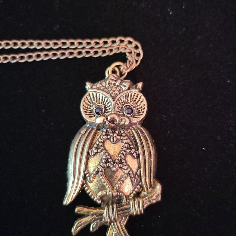 Owl Gun Metal Necklace Pendant